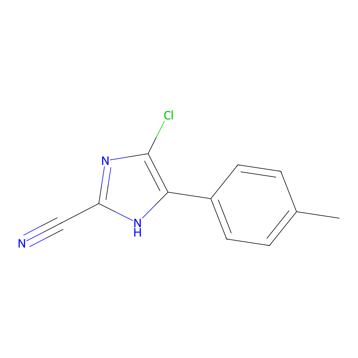 4-Chloro-5-(4-methylphenyl)-1H-imidazole-2-carbonitrile molecular structure, CAS 120118-14-1
