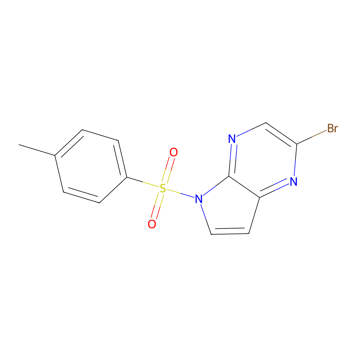 2-Bromo-5-((4-methylphenyl)sulfonyl)-5H-pyrrolo(2,3-b)pyrazine molecular structure, CAS 1201186-54-0
