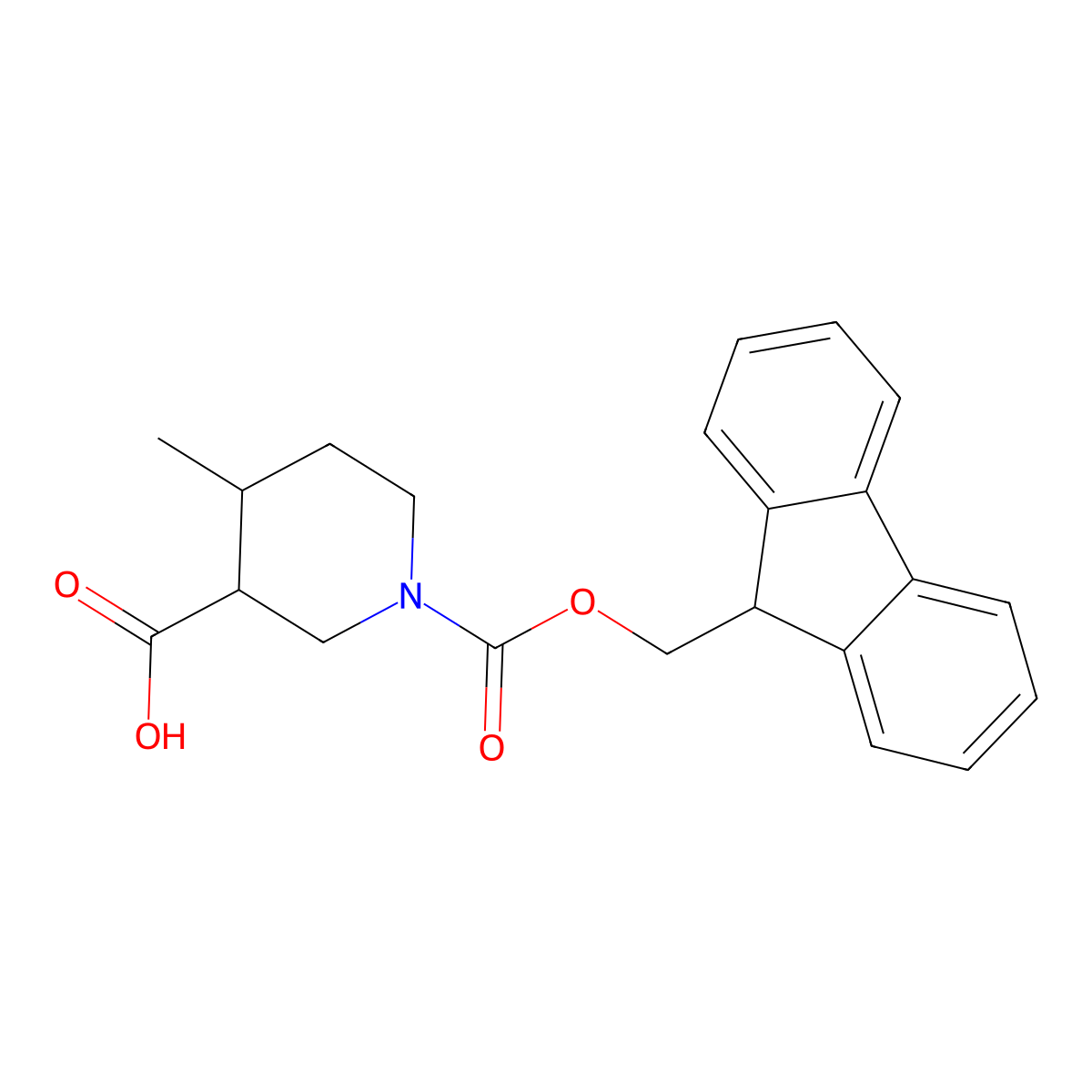 1-{[(9H-fluoren-9-yl)methoxy]carbonyl}-4-methylpiperidine-3-carboxylic acid molecular structure, CAS 1201186-76-6