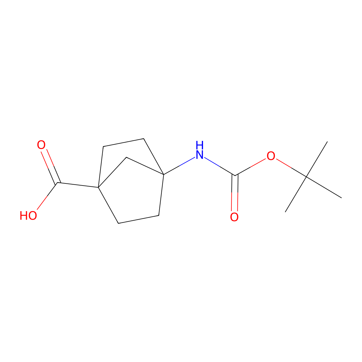 4-(((Tert-butoxy)carbonyl)amino)bicyclo(2.2.1)heptane-1-carboxylic acid molecular structure, CAS 1201186-86-8