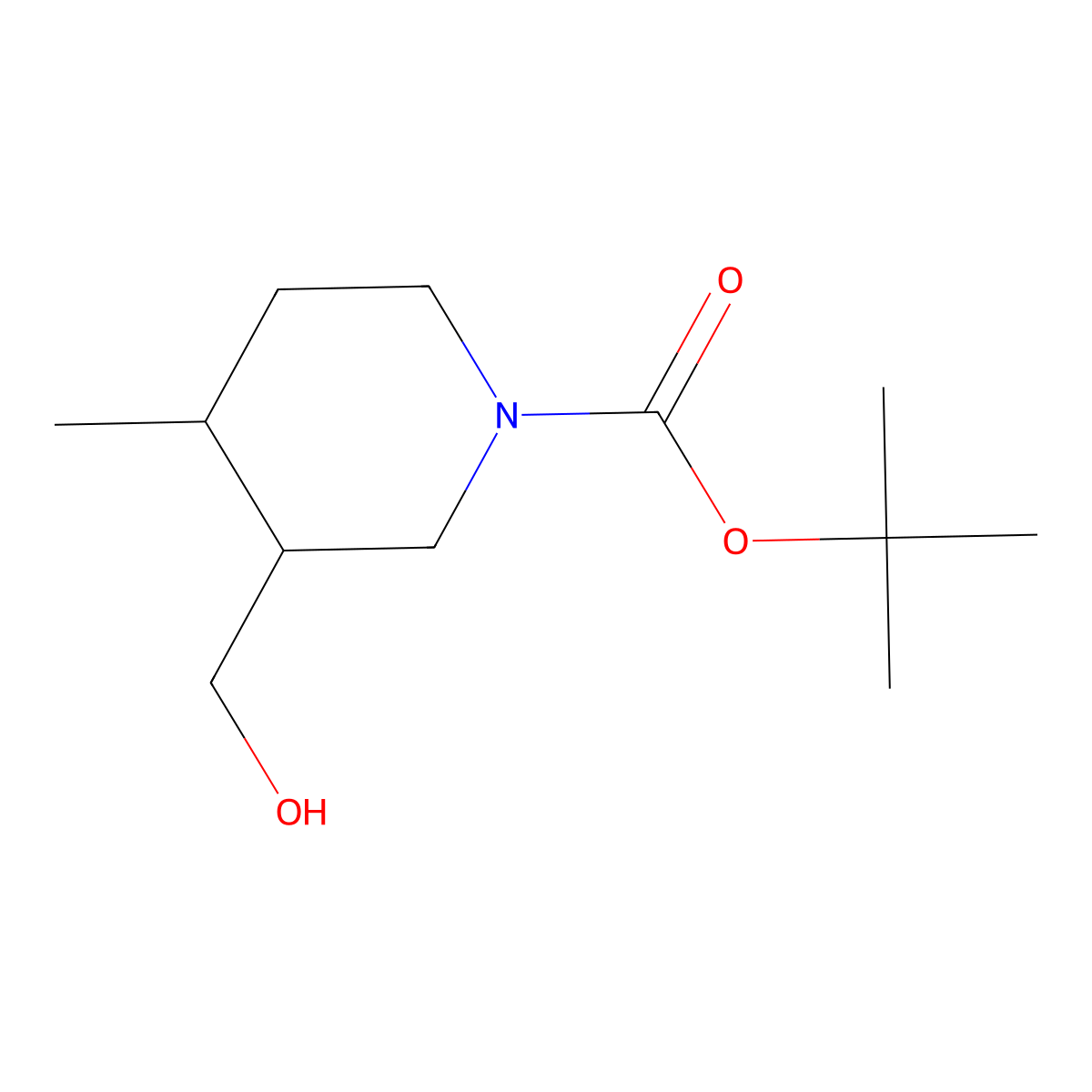 Tert-butyl 3-(hydroxymethyl)-4-methylpiperidine-1-carboxylate molecular structure, CAS 1201187-00-9