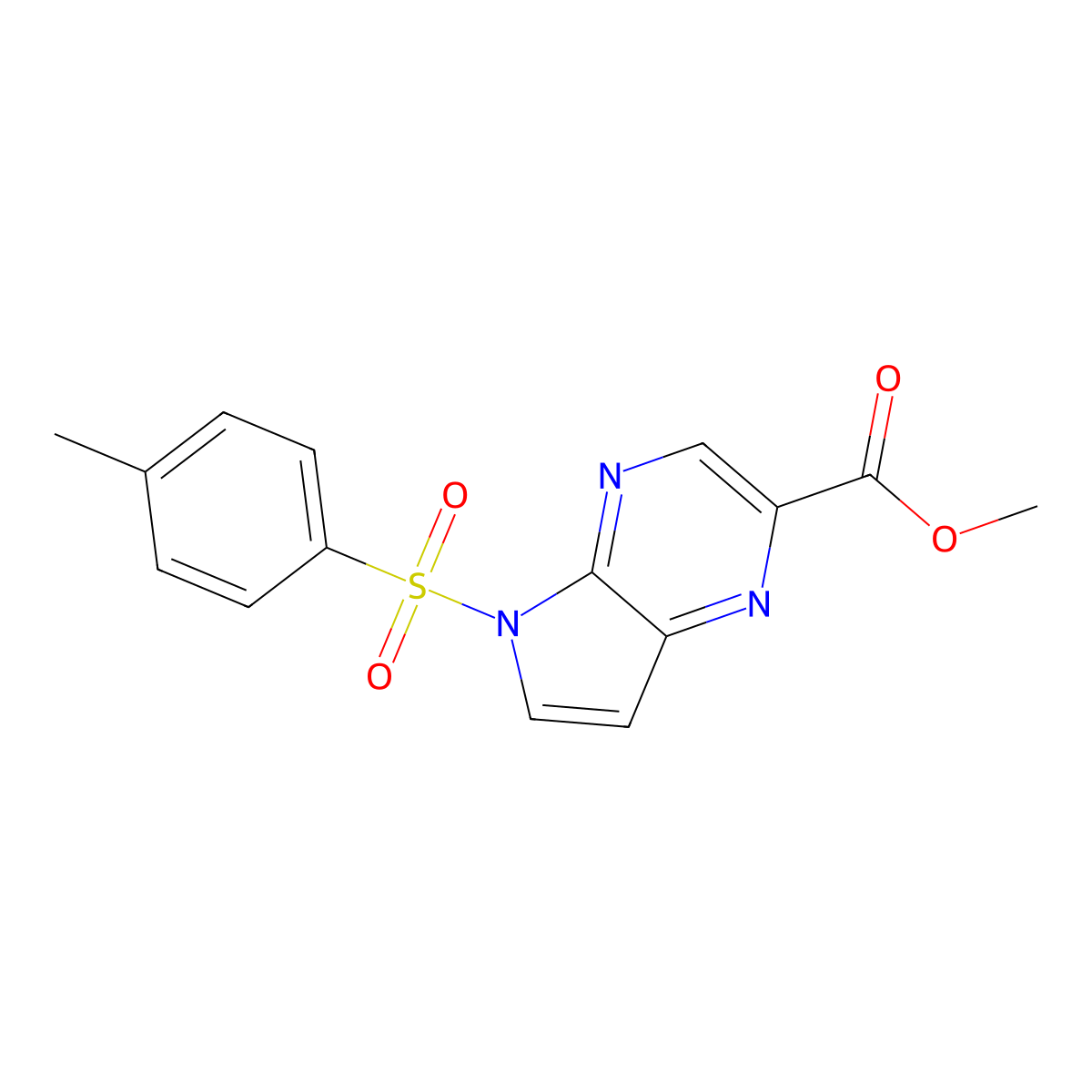 methyl 5-tosyl-5H-pyrrolo[2,3-b]pyrazine-2-carboxylate molecular structure, CAS 1201188-66-0