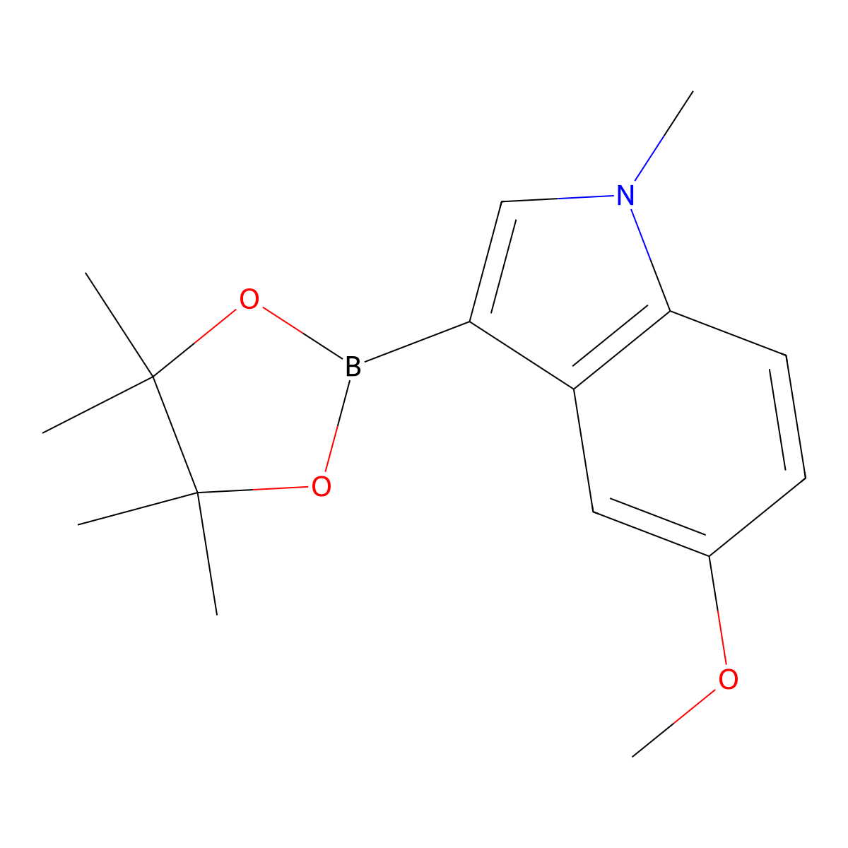 5-methoxy-1-methyl-3-(4,4,5,5-tetramethyl-1,3,2-dioxaborolan-2-yl)-1H-indole molecular structure, CAS 1201189-40-3