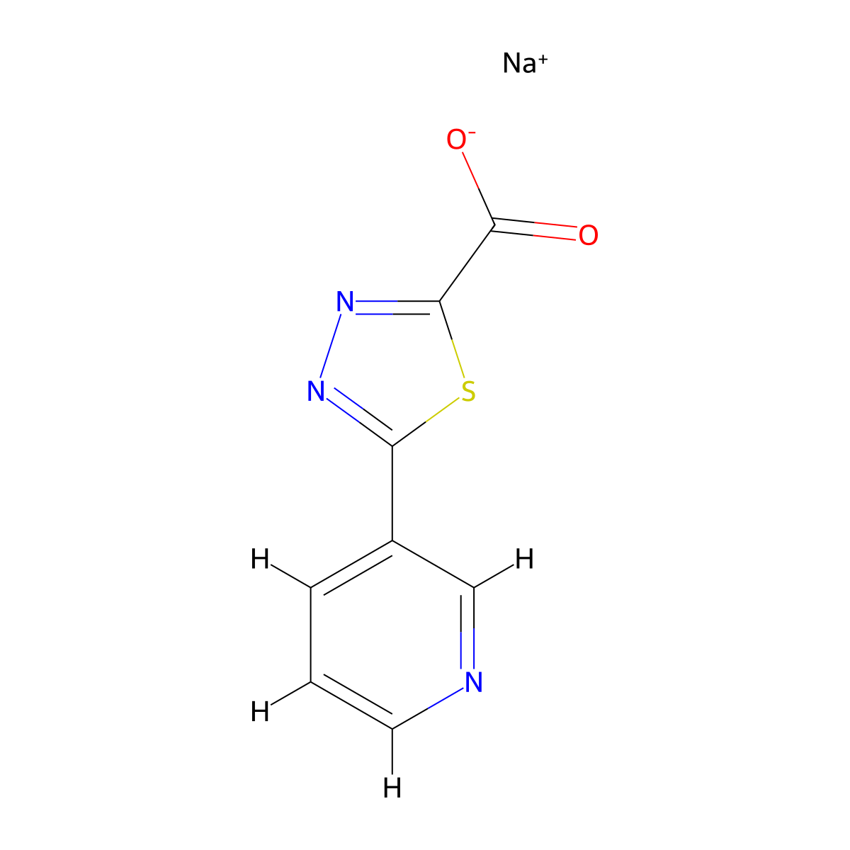 Sodium 5-(pyridin-3-yl)-1,3,4-thiadiazole-2-carboxylate molecular structure, CAS 1201199-06-5