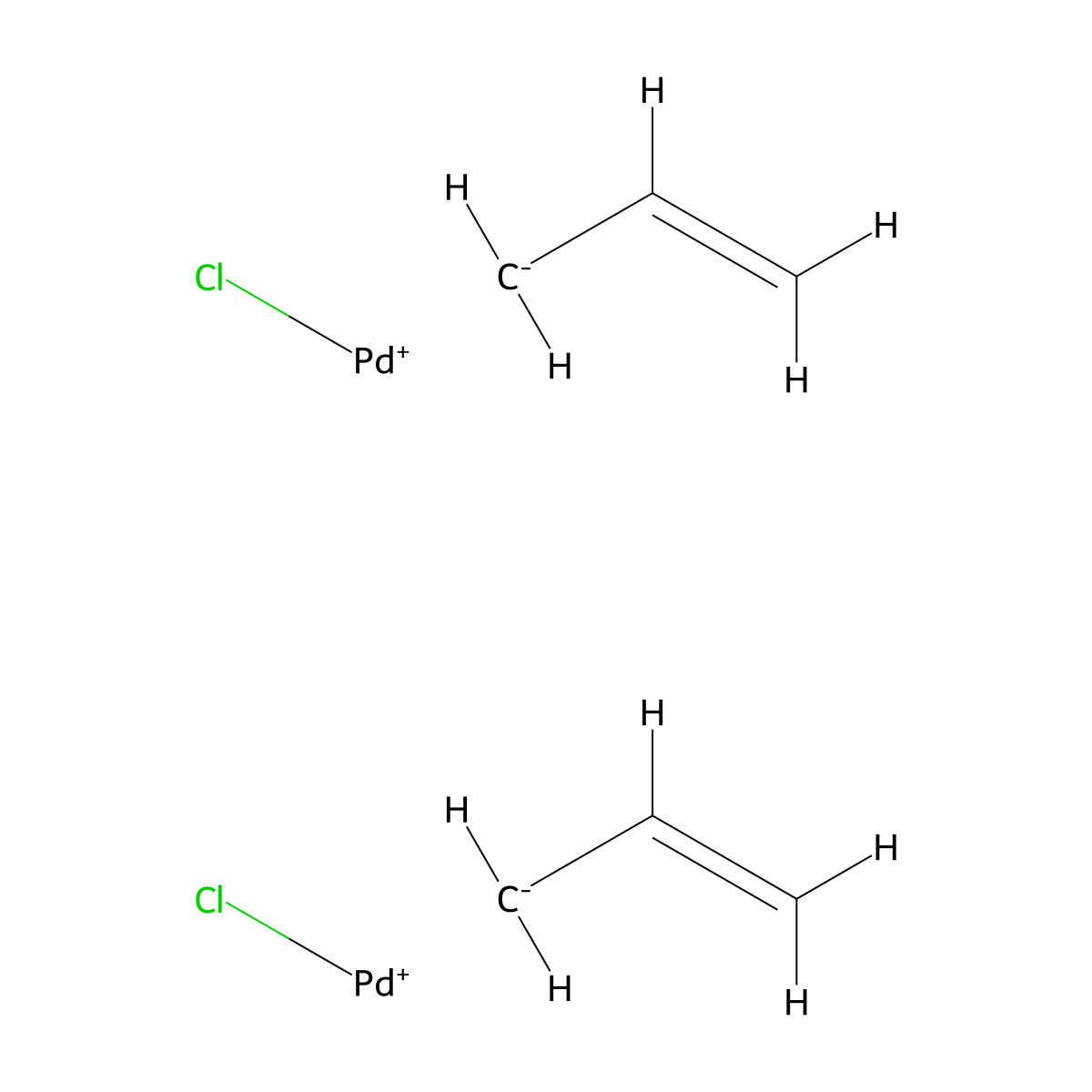 Allylpalladium(II) chloride , [Pd(allyl)Cl]2 molecular structure, CAS 12012-95-2