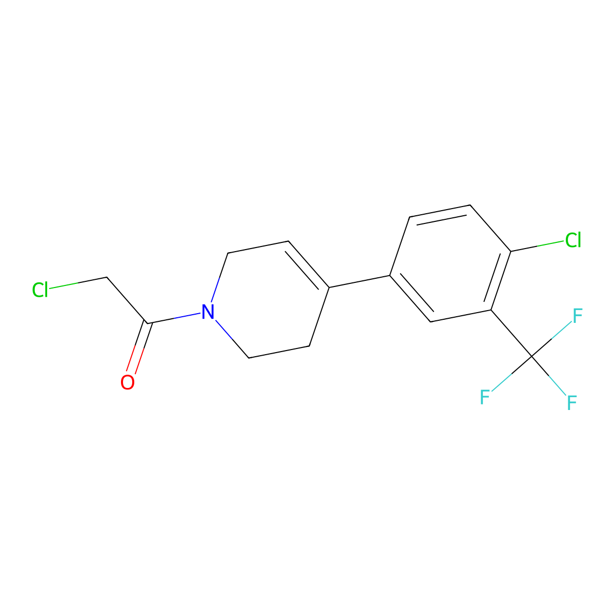 2-Chloro-1-(4-(4-chloro-3-(trifluoromethyl)phenyl)-5,6-dihydropyridin-1(2H)-yl)ethanone molecular structure, CAS 1201225-04-8