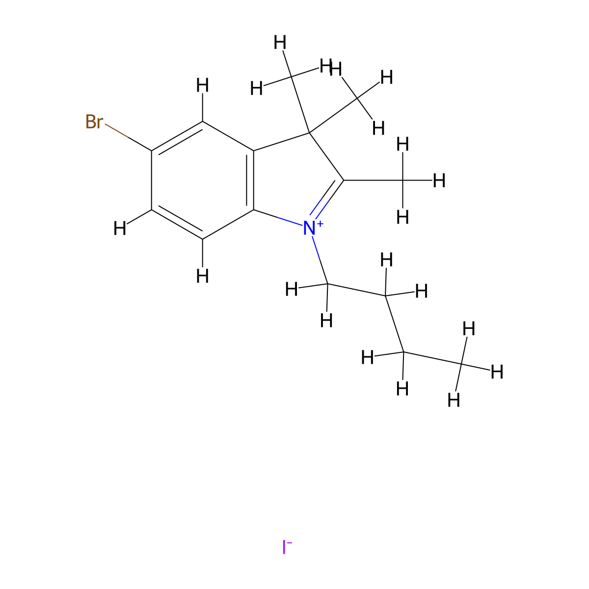 5-Bromo-1-butyl-2,3,3-trimethyl-3H-indol-1-ium iodide molecular structure, CAS 1201226-05-2