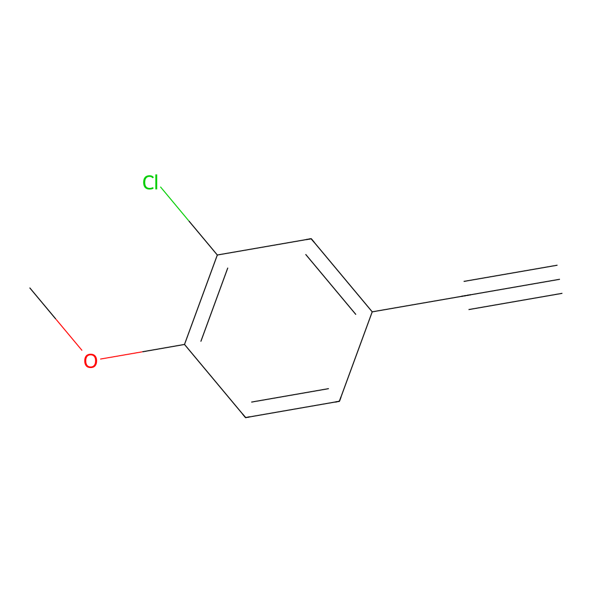 2-Chloro-4-ethynyl-1-methoxybenzene molecular structure, CAS 120136-29-0