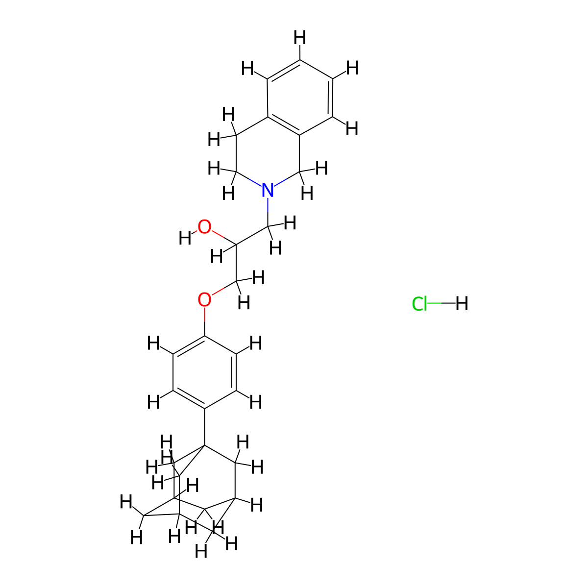 1-[4-(Adamantan-1-yl)phenoxy]-3-(1,2,3,4-tetrahydroisoquinolin-2-yl)propan-2-ol hydrochloride molecular structure, CAS 1201421-68-2