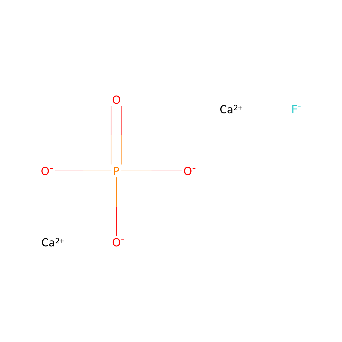 calcium fluoride phosphate (Ca5F(PO4)3) molecular structure, CAS 12015-73-5
