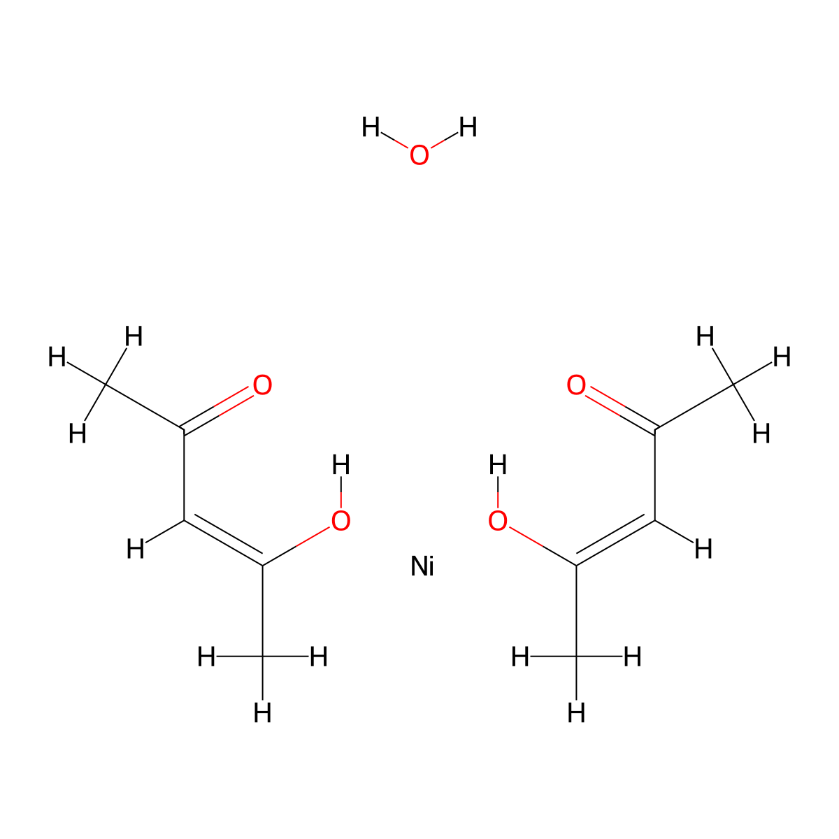 Nickel(II) acetylacetonate hydrate molecular structure, CAS 120156-44-7