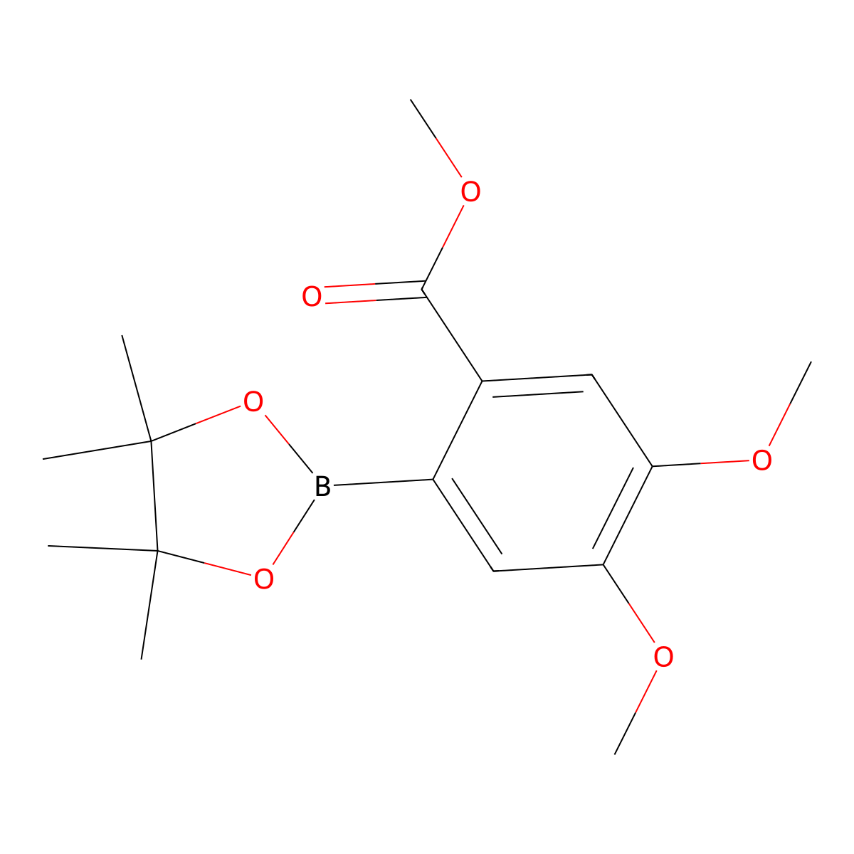Methyl 4,5-dimethoxy-2-(4,4,5,5-tetramethyl-1,3,2-dioxaborolan-2-yl)benzoate molecular structure, CAS 1201566-80-4
