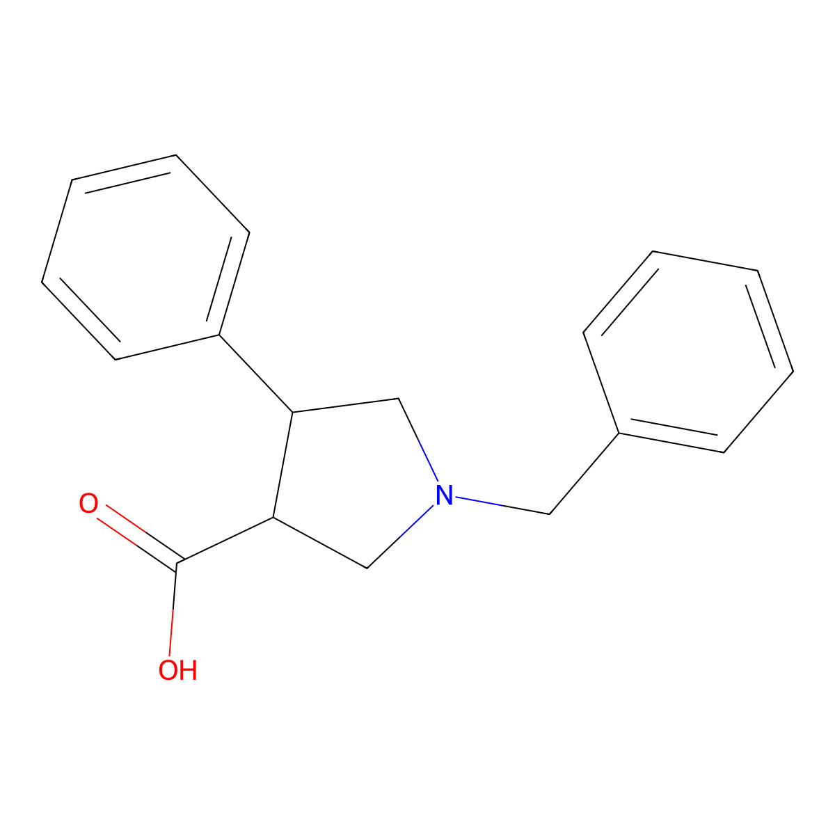 (3R,4S)-1-benzyl-4-phenylpyrrolidine-3-carboxylic acid molecular structure, CAS 1201574-92-6