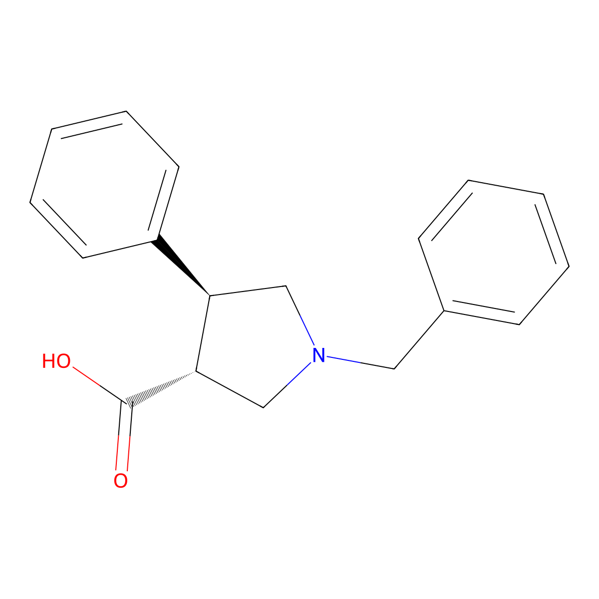 (3R,4S)-1-benzyl-4-phenylpyrrolidine-3-carboxylic acid molecular structure, CAS 1201574-92-6
