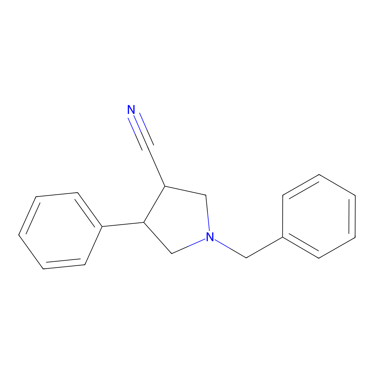 (3R,4S)-1-benzyl-4-phenylpyrrolidine-3-carbonitrile molecular structure, CAS 1201575-00-9