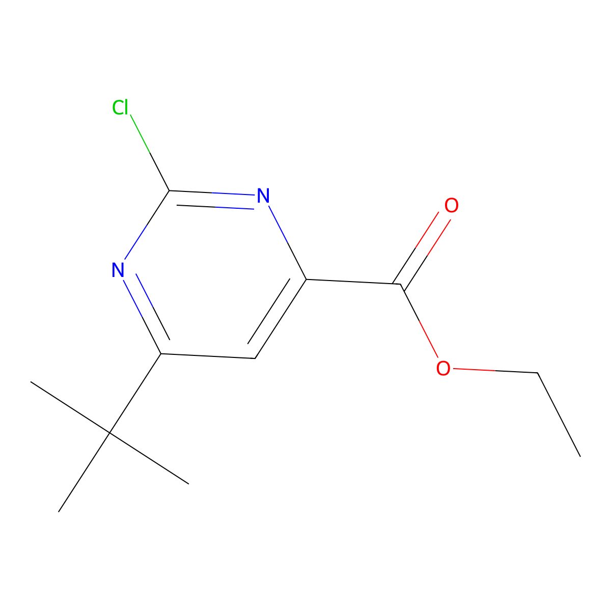 Ethyl 6-(tert-butyl)-2-chloropyrimidine-4-carboxylate molecular structure, CAS 1201593-25-0