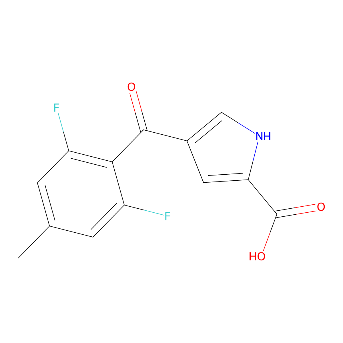 4-(2,6-Difluoro-4-methylbenzoyl)-1H-pyrrole-2-carboxylic acid molecular structure, CAS 1201597-21-8