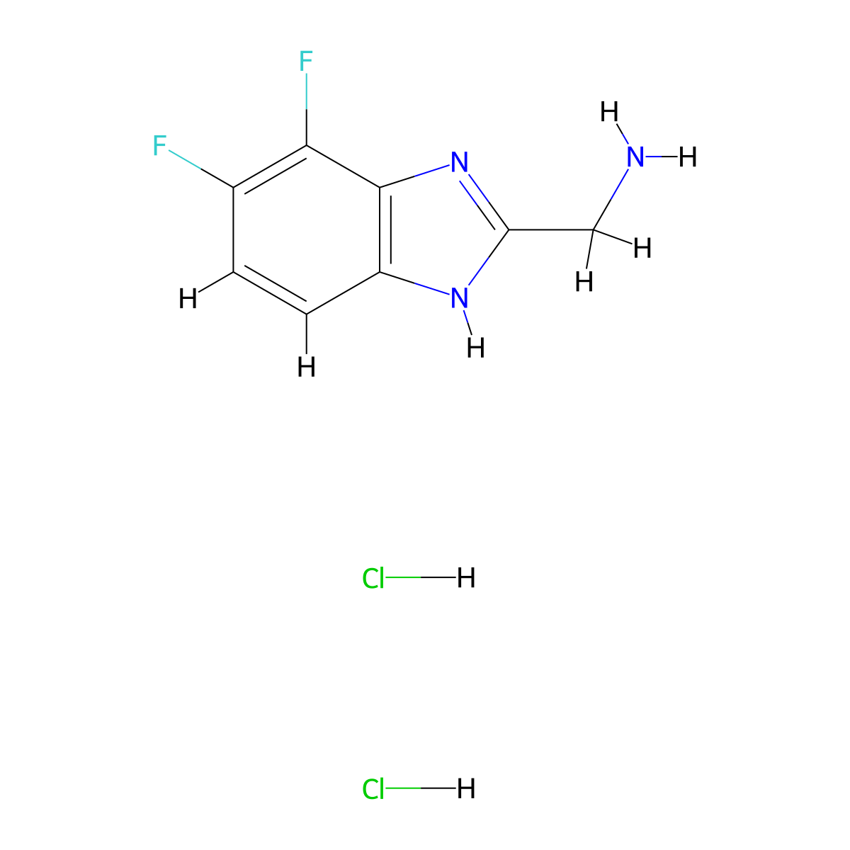 (4,5-difluoro-1H-1,3-benzodiazol-2-yl)methanamine dihydrochloride molecular structure, CAS 1201597-24-1