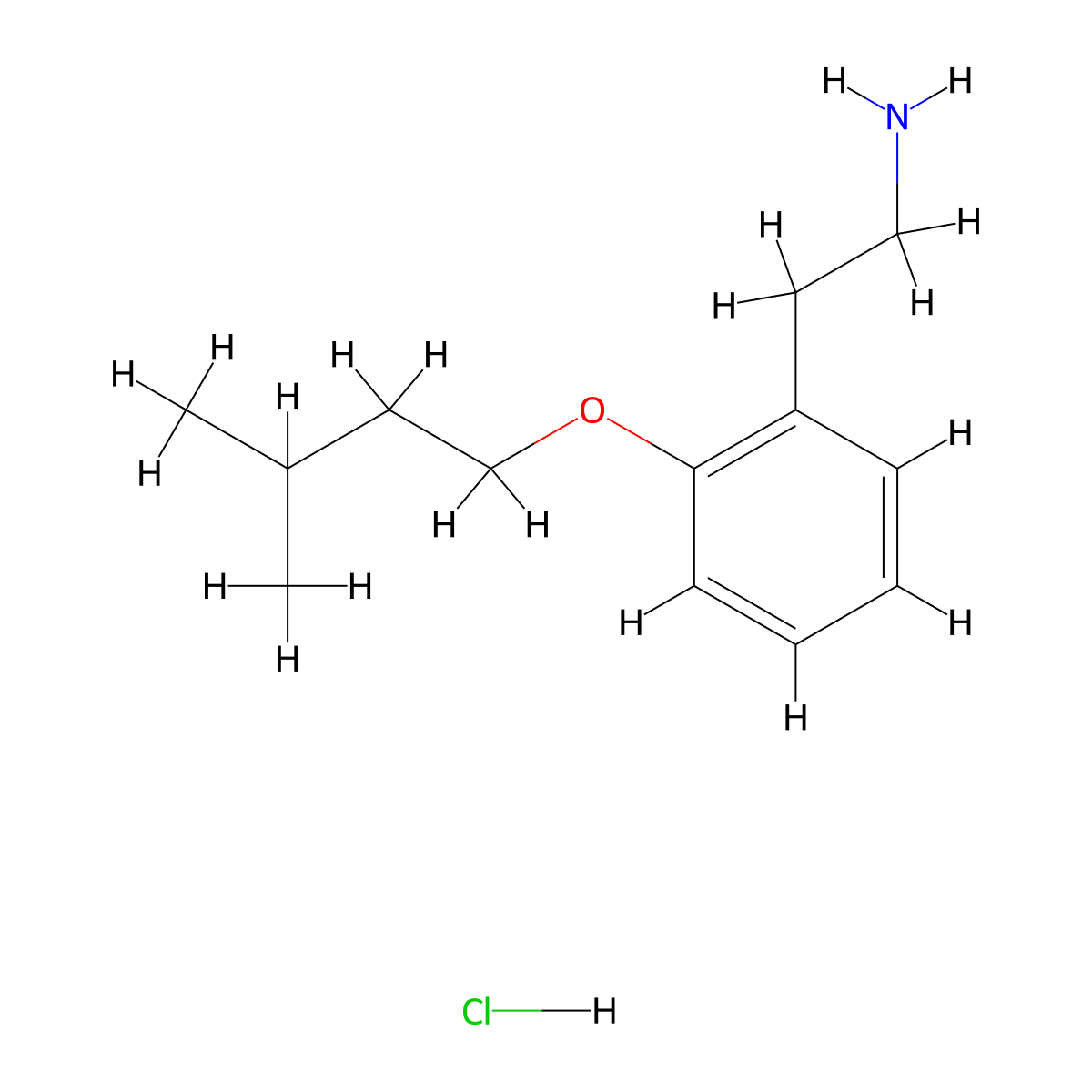 {2-[2-(3-Methylbutoxy)phenyl]ethyl}amine hydrochloride molecular structure, CAS 1201633-45-5