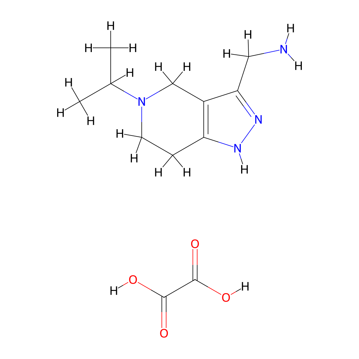 (5-Isopropyl-4,5,6,7-tetrahydro-1H-pyrazolo[4,3-c]pyridin-3-yl)methanamine oxalate molecular structure, CAS 1201633-49-9