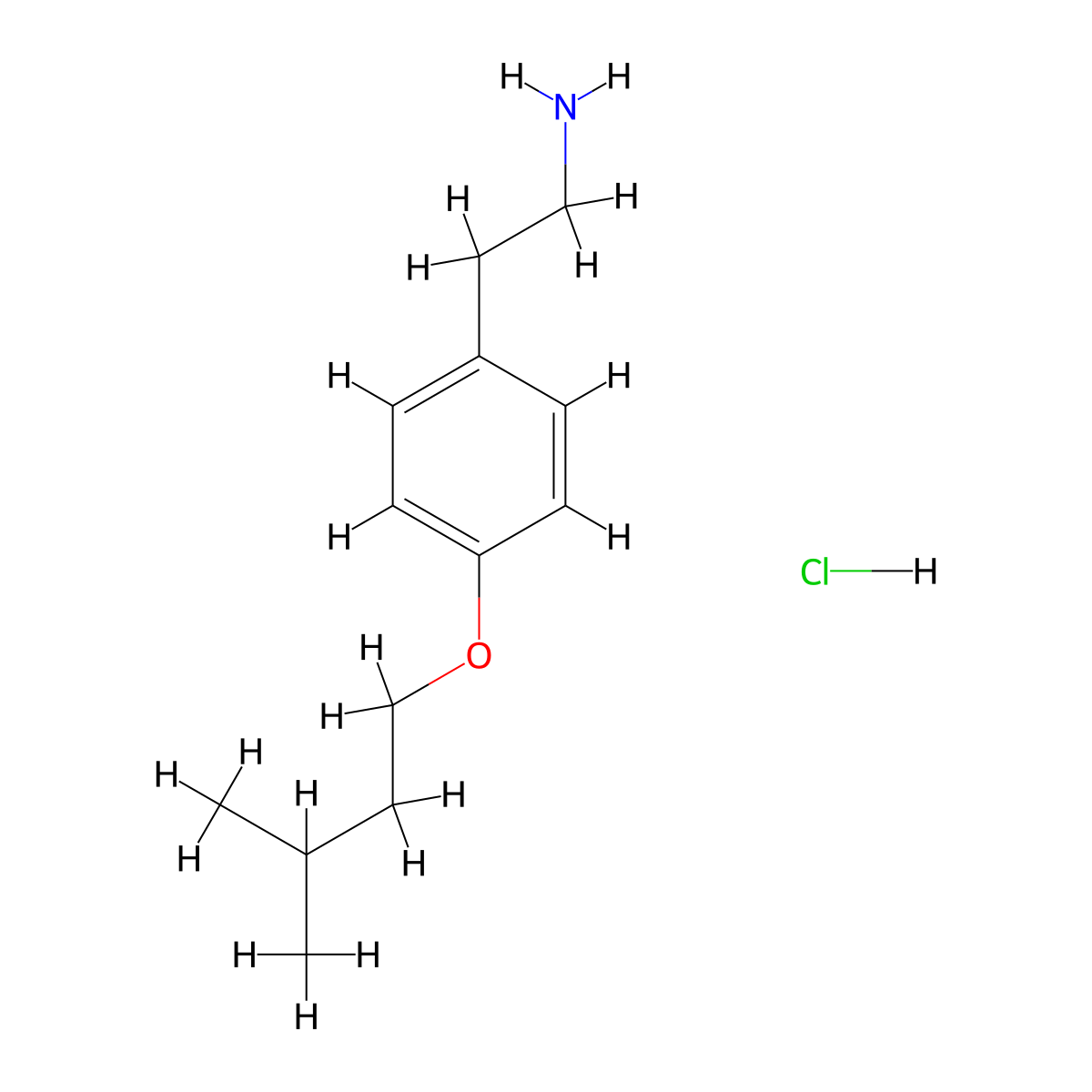 {2-[4-(3-Methylbutoxy)phenyl]ethyl}amine hydrochloride molecular structure, CAS 1201633-54-6