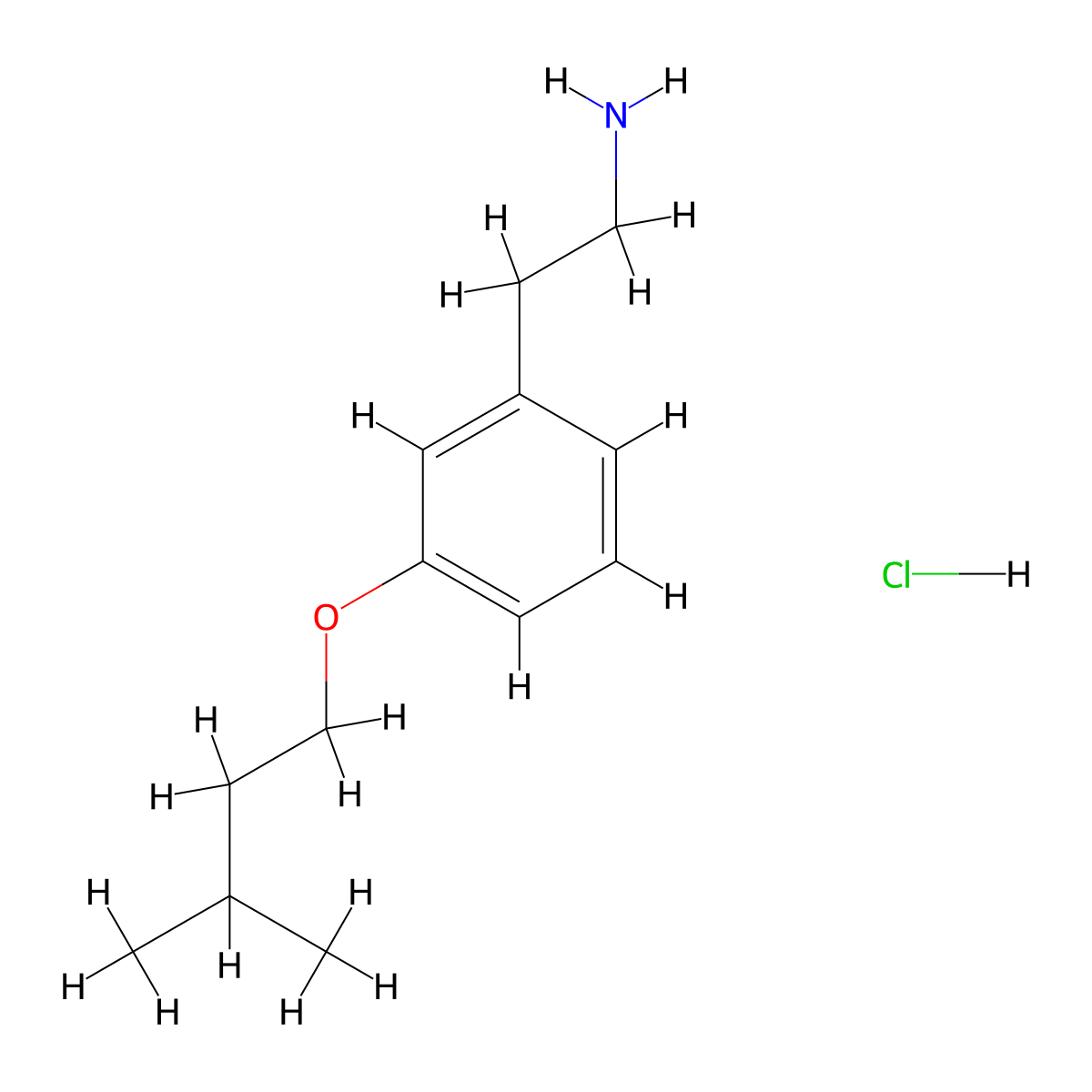 {2-[3-(3-Methylbutoxy)phenyl]ethyl}amine hydrochloride molecular structure, CAS 1201633-60-4