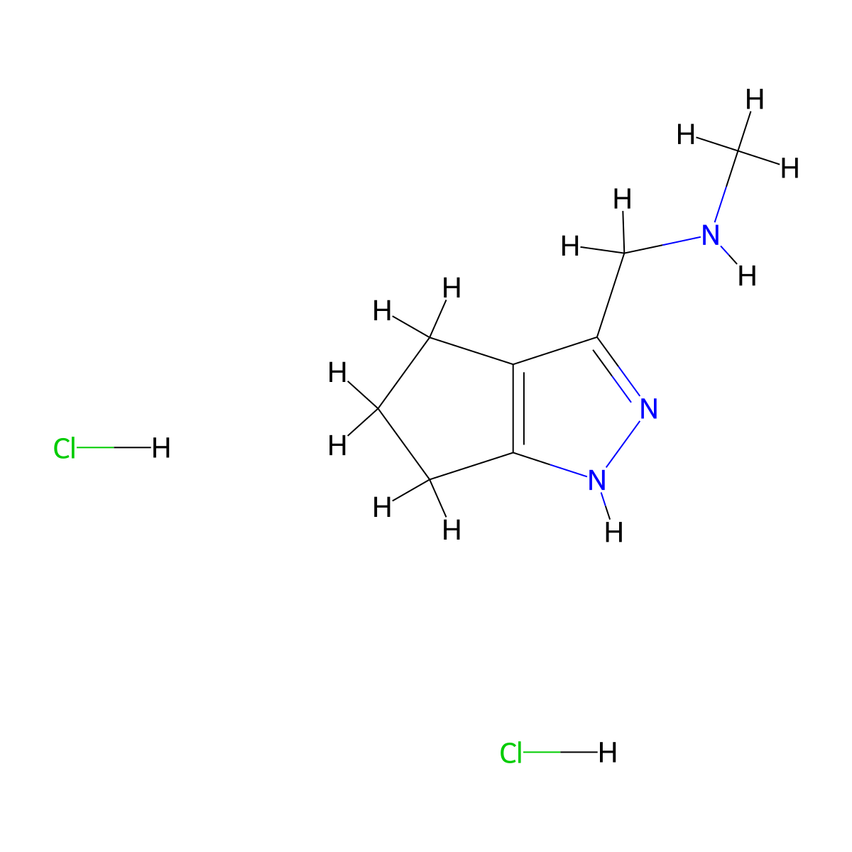 N-methyl-1-(2,4,5,6-tetrahydrocyclopenta[c]pyrazol-3-yl)methanamine dihydrochloride molecular structure, CAS 1201633-63-7
