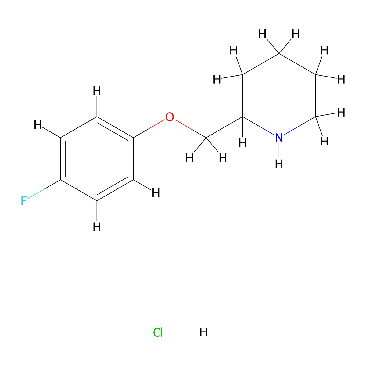 2-[(4-Fluorophenoxy)methyl]piperidine hydrochloride molecular structure, CAS 1201633-73-9