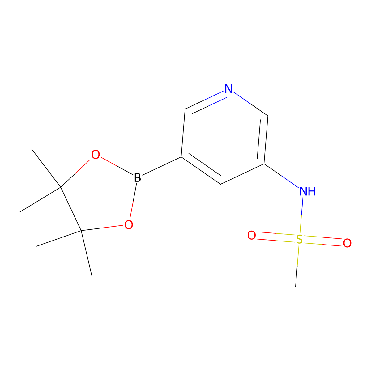 N-(5-(4,4,5,5-Tetramethyl-1,3,2-dioxaborolan-2-yl)pyridin-3-yl)methanesulfonamide molecular structure, CAS 1201643-71-1