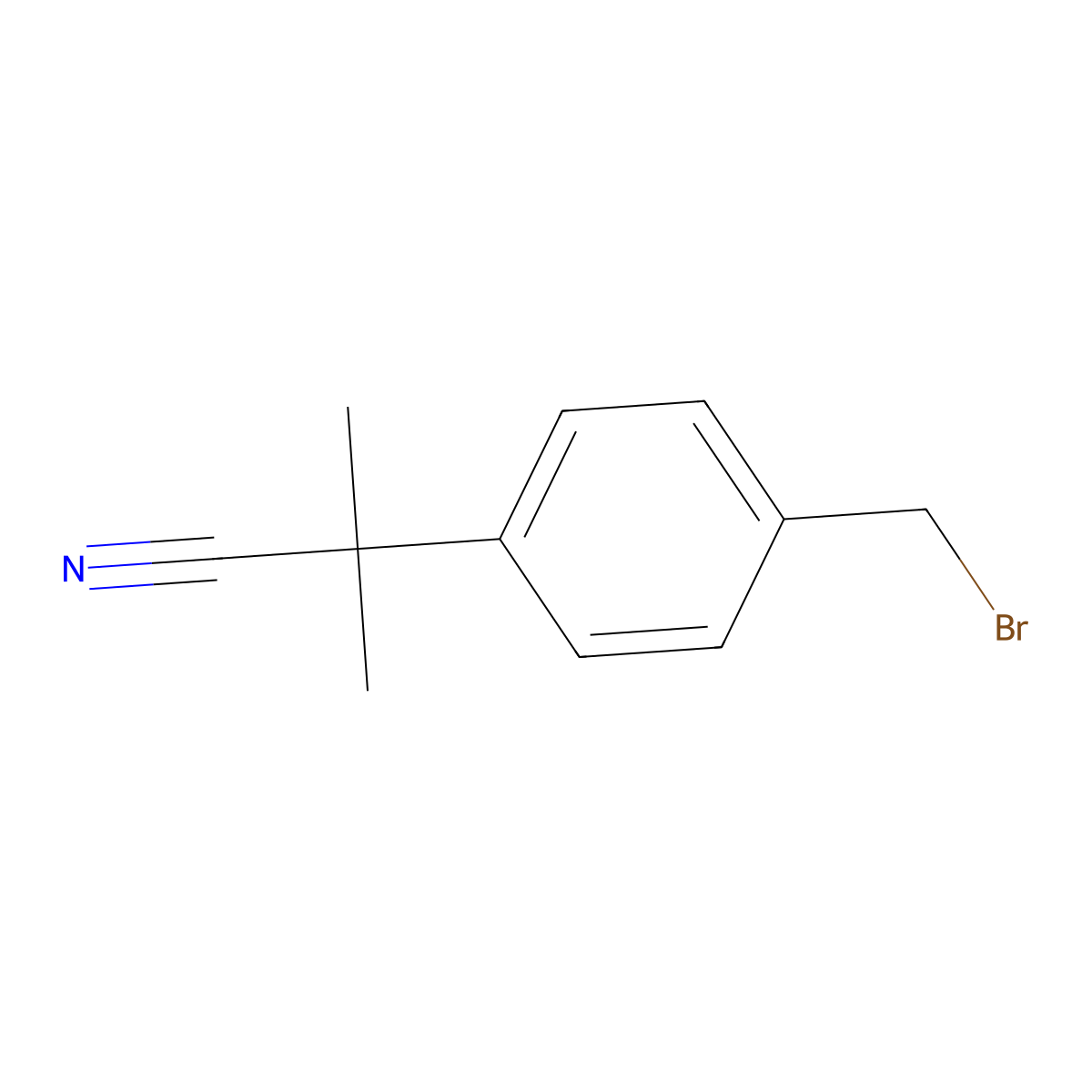 2-[4-(Bromomethyl)phenyl]-2-methylpropanenitrile molecular structure, CAS 1201643-73-3