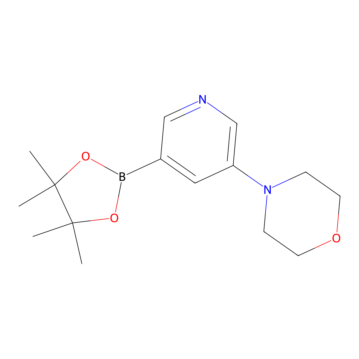 4-(5-(4,4,5,5-Tetramethyl-1,3,2-dioxaborolan-2-yl)pyridin-3-yl)morpholine molecular structure, CAS 1201644-33-8