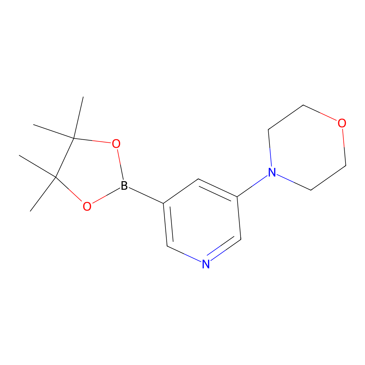 4-(5-(4,4,5,5-Tetramethyl-1,3,2-dioxaborolan-2-yl)pyridin-3-yl)morpholine molecular structure, CAS 1201644-33-8