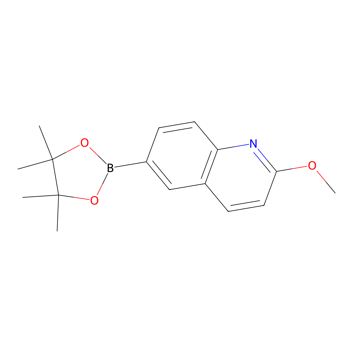 2-Methoxy-6-(4,4,5,5-tetramethyl-1,3,2-dioxaborolan-2-yl)quinoline molecular structure, CAS 1201644-36-1