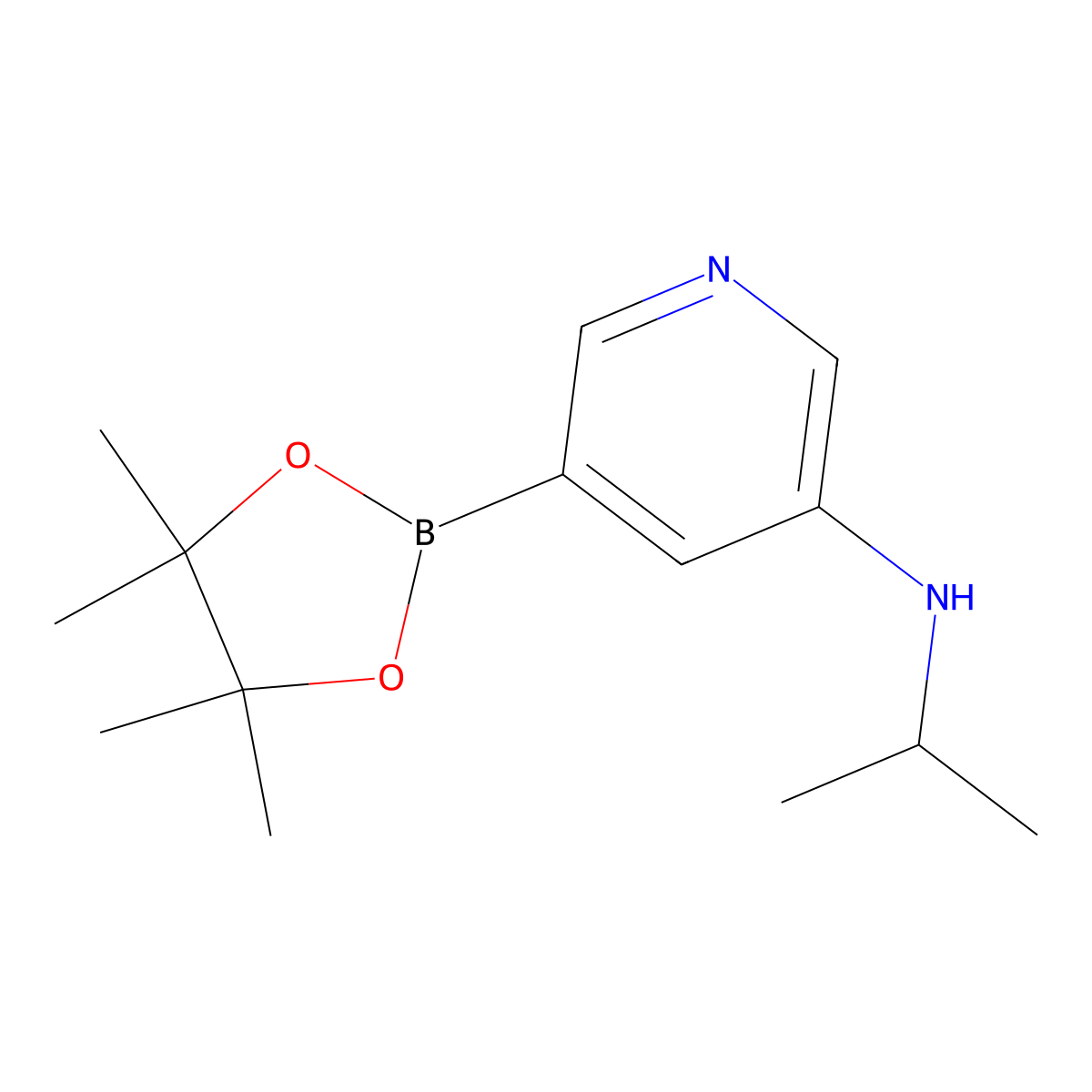 N-Isopropyl-5-(4,4,5,5-tetramethyl-1,3,2-dioxaborolan-2-YL)pyridin-3-amine molecular structure, CAS 1201644-38-3