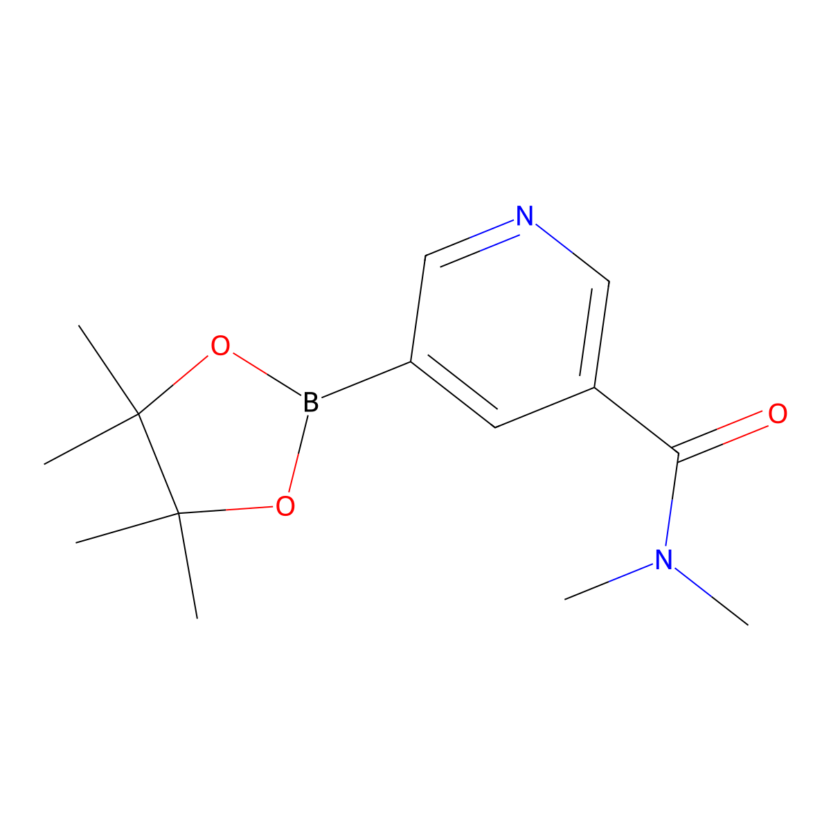 N,N-dimethyl-5-(tetramethyl-1,3,2-dioxaborolan-2-yl)pyridine-3-carboxamide molecular structure, CAS 1201644-42-9