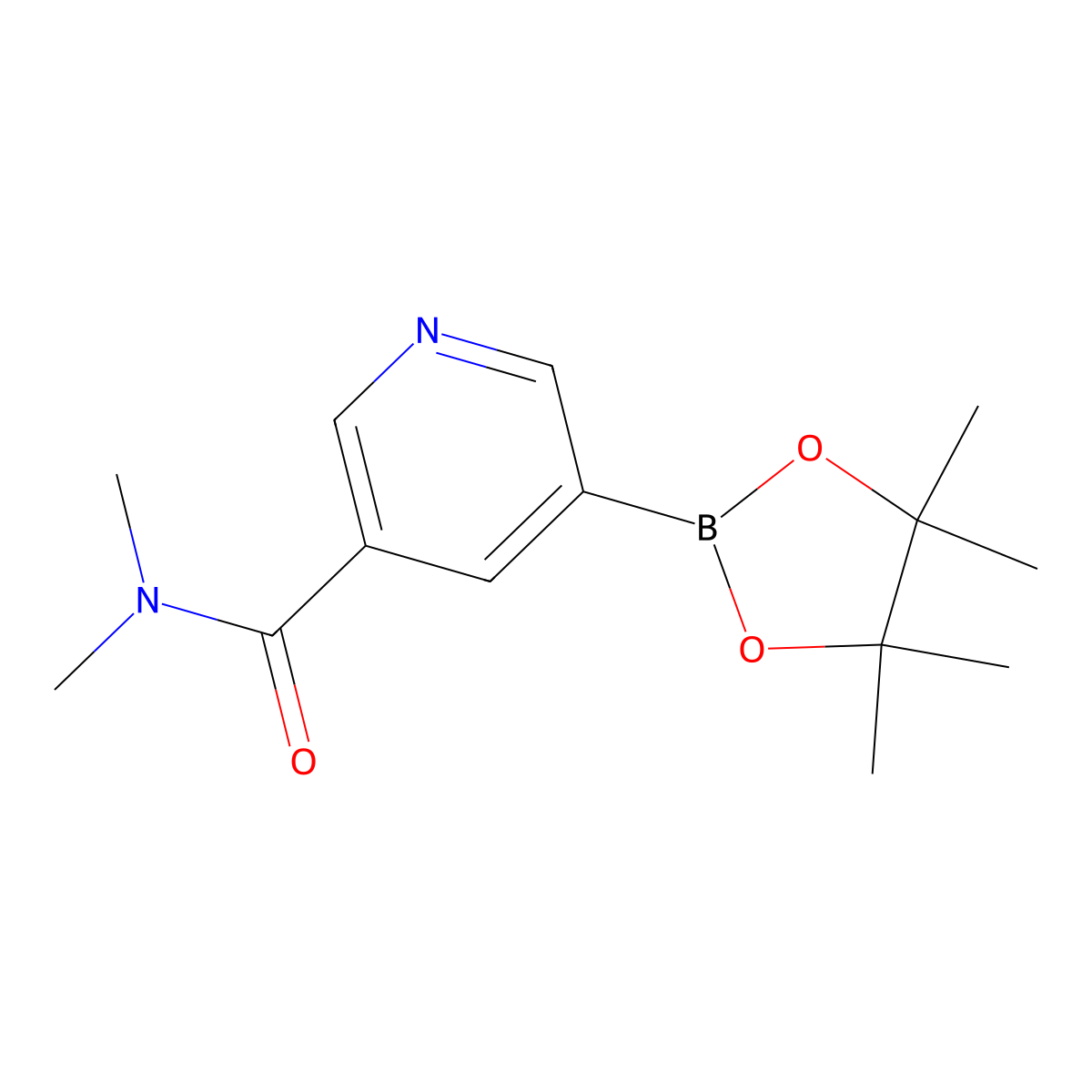 N,N-dimethyl-5-(tetramethyl-1,3,2-dioxaborolan-2-yl)pyridine-3-carboxamide molecular structure, CAS 1201644-42-9