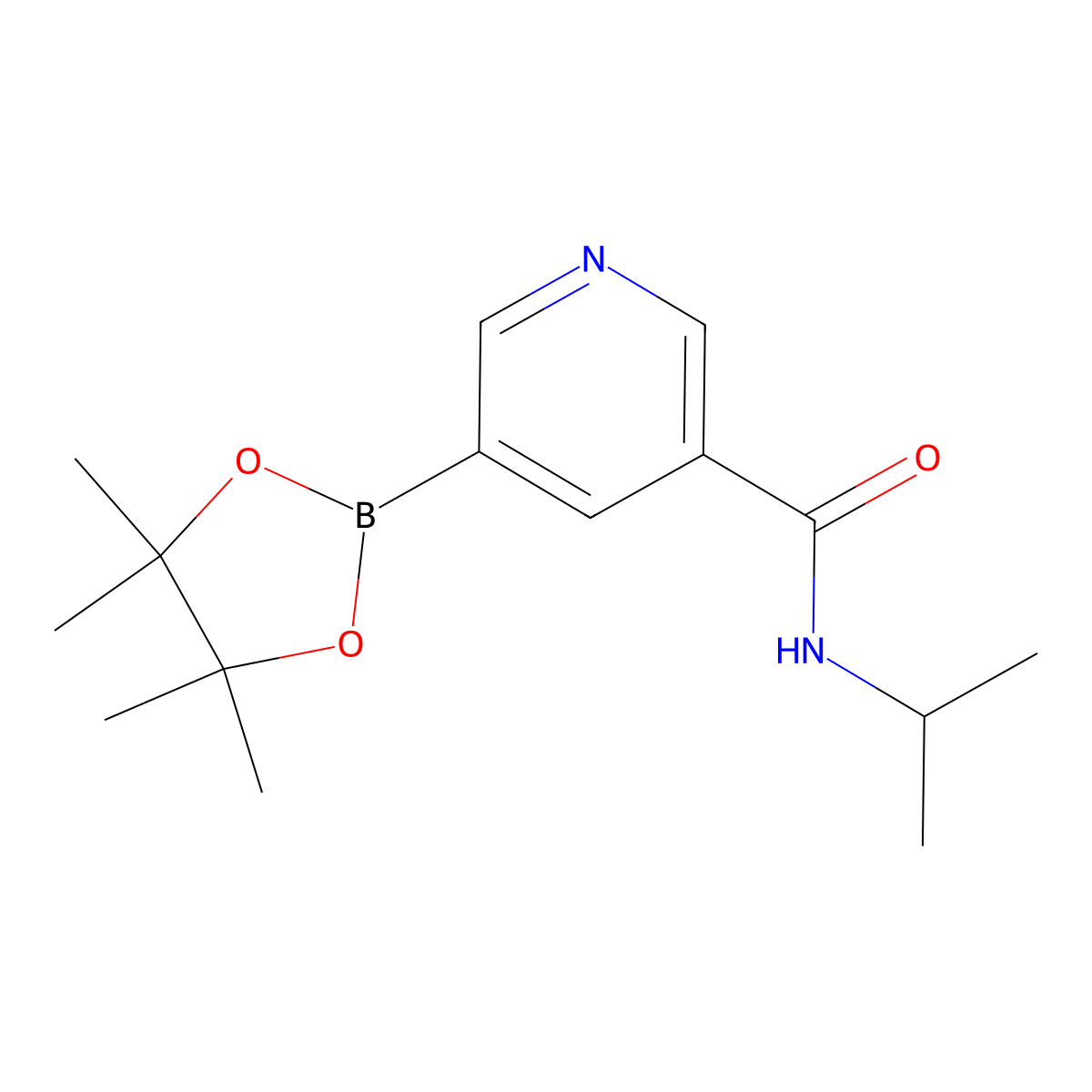 N-isopropyl-5-(4,4,5,5-tetramethyl-1,3,2-dioxaborolan-2-yl)nicotinamide molecular structure, CAS 1201644-50-9