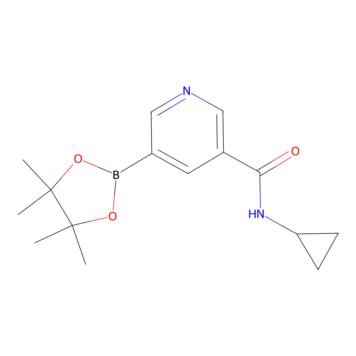 N-cyclopropyl-5-(4,4,5,5-tetramethyl-1,3,2-dioxaborolan-2-yl)nicotinamide molecular structure, CAS 1201644-52-1