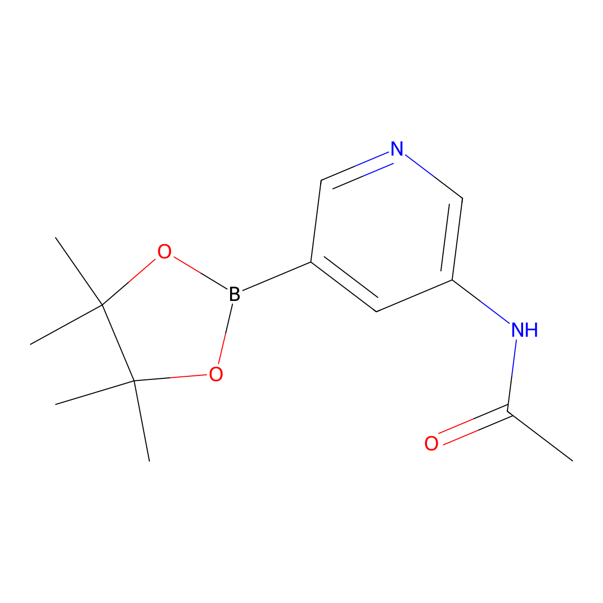 N-[5-(4,4,5,5-Tetramethyl-1,3,2-dioxaborolan-2-yl)pyridin-3-yl]acetamide molecular structure, CAS 1201645-46-6