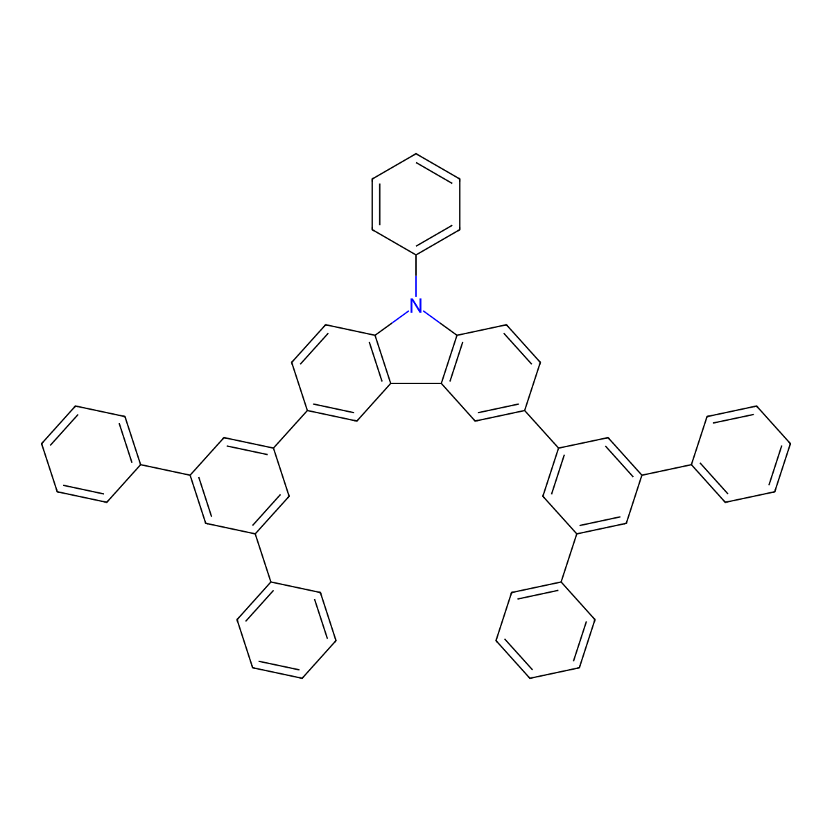 9-Phenyl-3,6-bis(3,5-diphenylphenyl)-9H-carbazole molecular structure, CAS 1201649-79-7