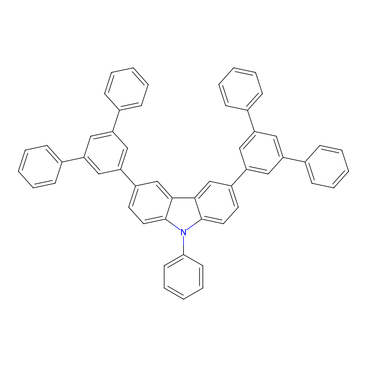 9-Phenyl-3,6-bis(3,5-diphenylphenyl)-9H-carbazole molecular structure, CAS 1201649-79-7