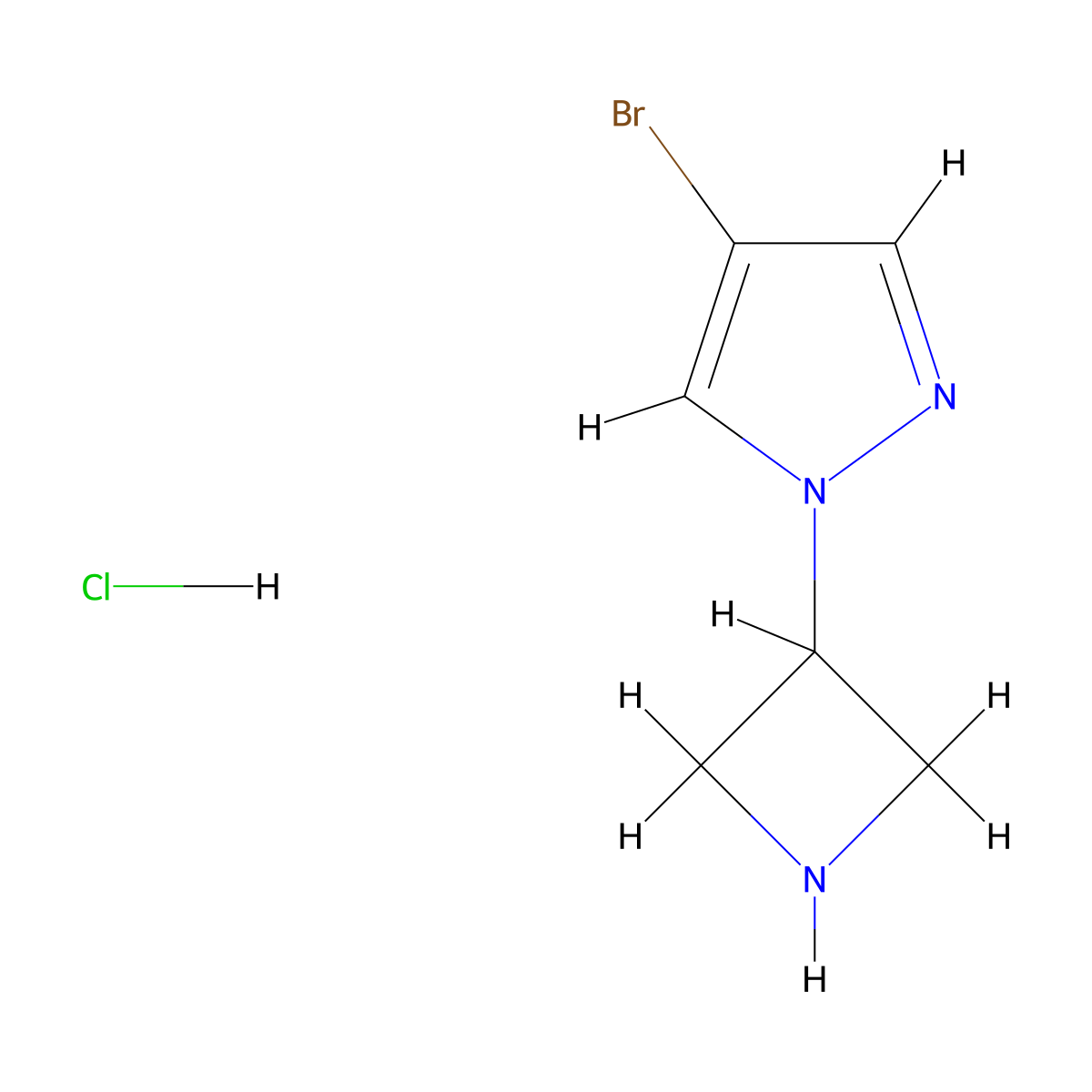 1-(azetidin-3-yl)-4-bromo-1H-pyrazole hydrochloride molecular structure, CAS 1201657-76-2