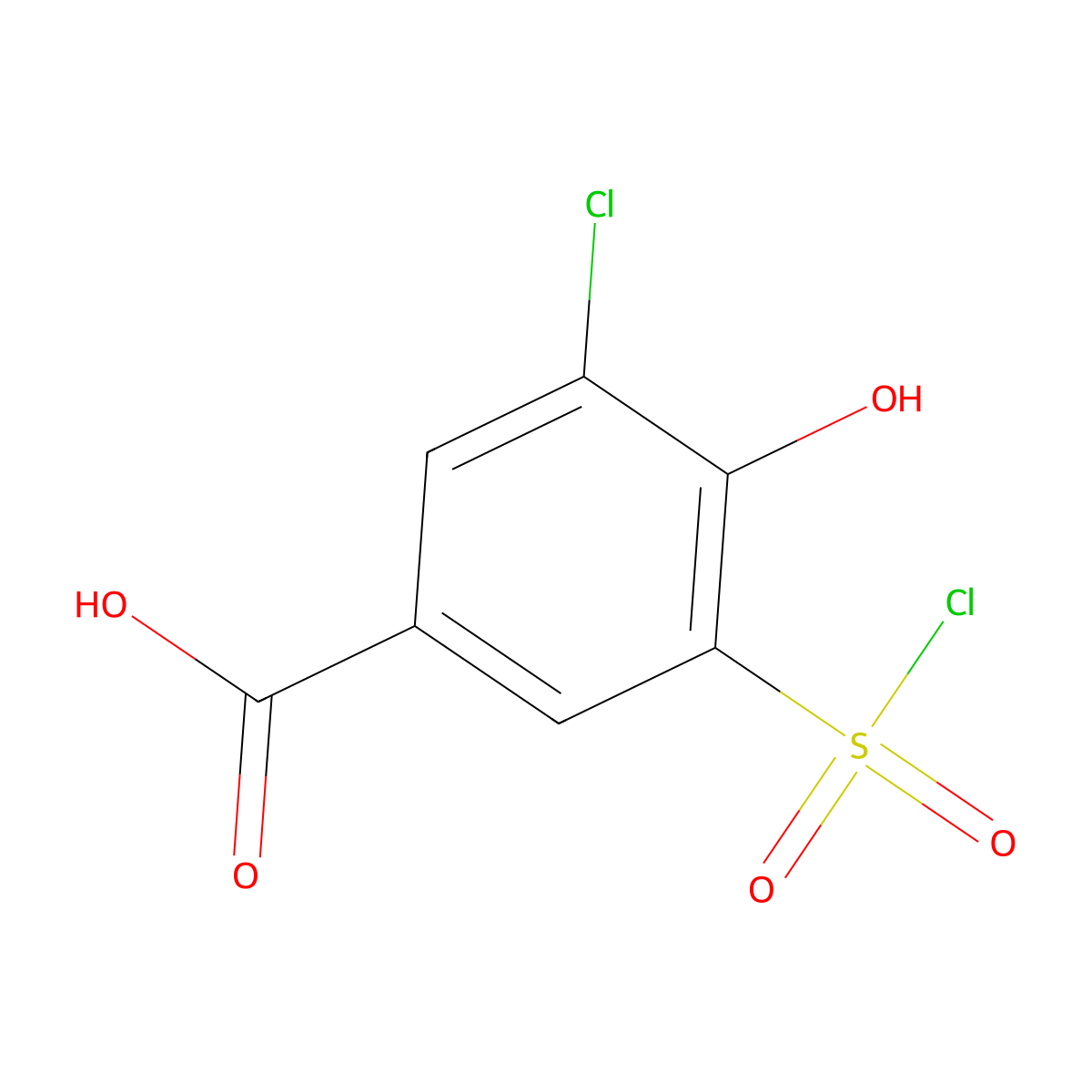 3-Chloro-5-(chlorosulfonyl)-4-hydroxybenzoic acid molecular structure, CAS 1201663-81-1