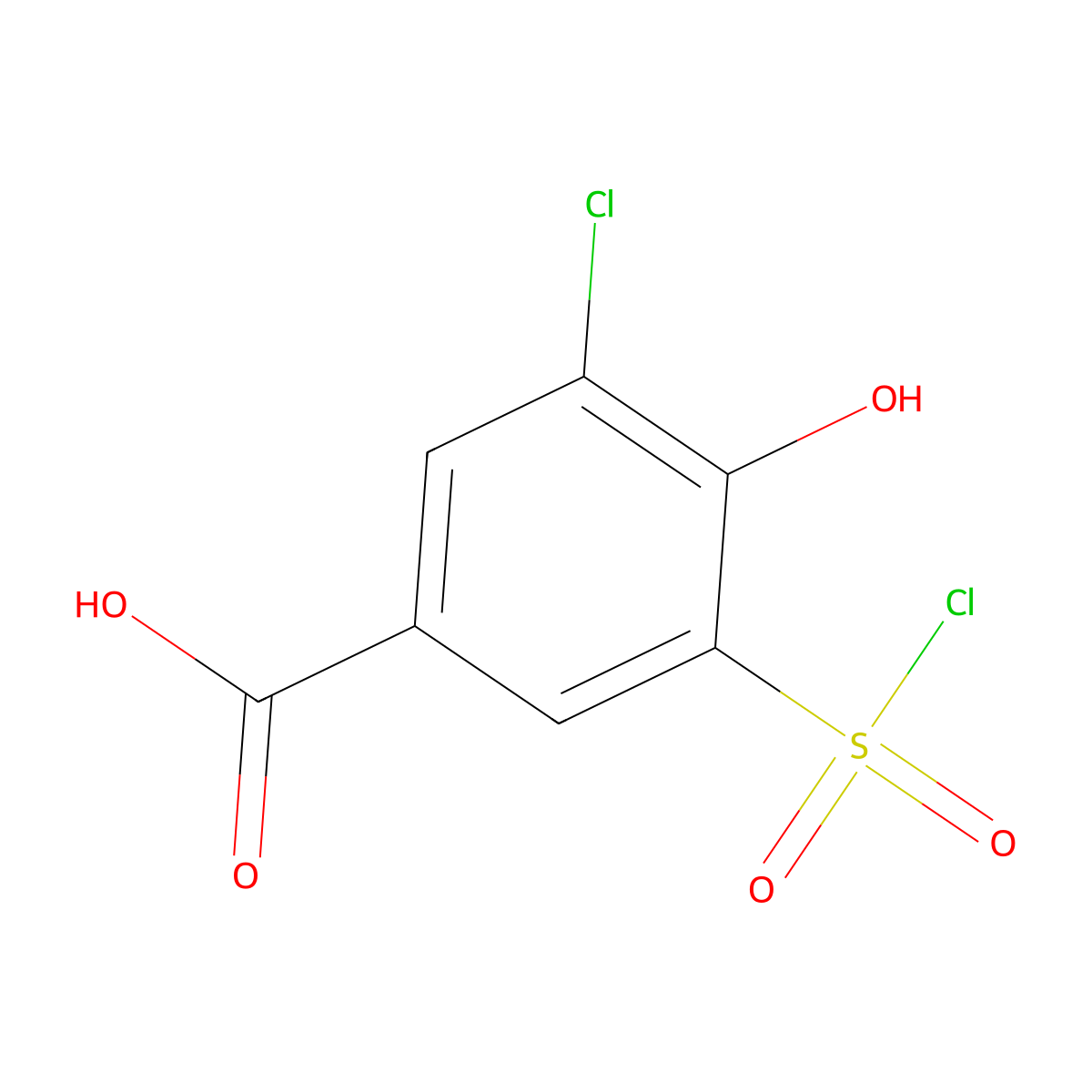 3-Chloro-5-(chlorosulfonyl)-4-hydroxybenzoic acid molecular structure, CAS 1201663-81-1