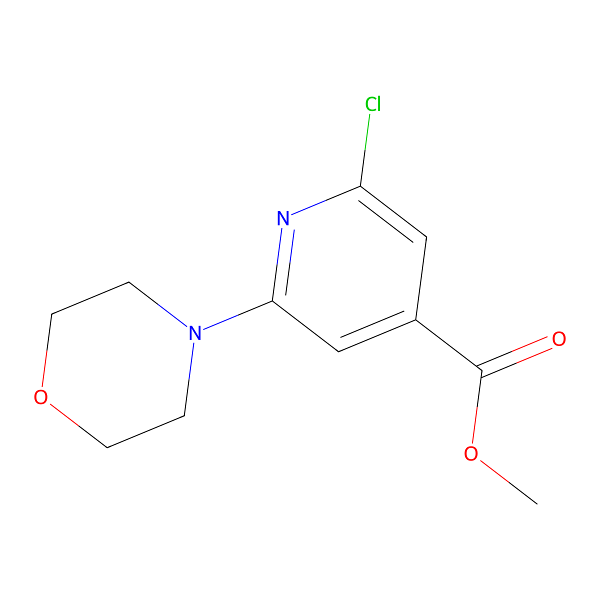 Methyl 2-chloro-6-morpholin-4-ylisonicotinate molecular structure, CAS 1201675-09-3