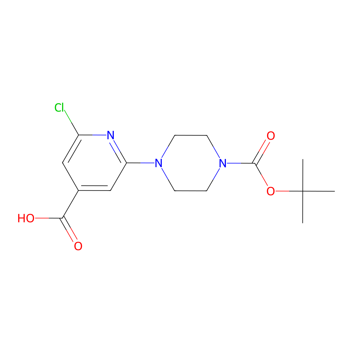 4-(4-Carboxy-6-chloropyridin-2-yl)piperazine-1-carboxylic acid tert-butyl ester molecular structure, CAS 1201675-14-0