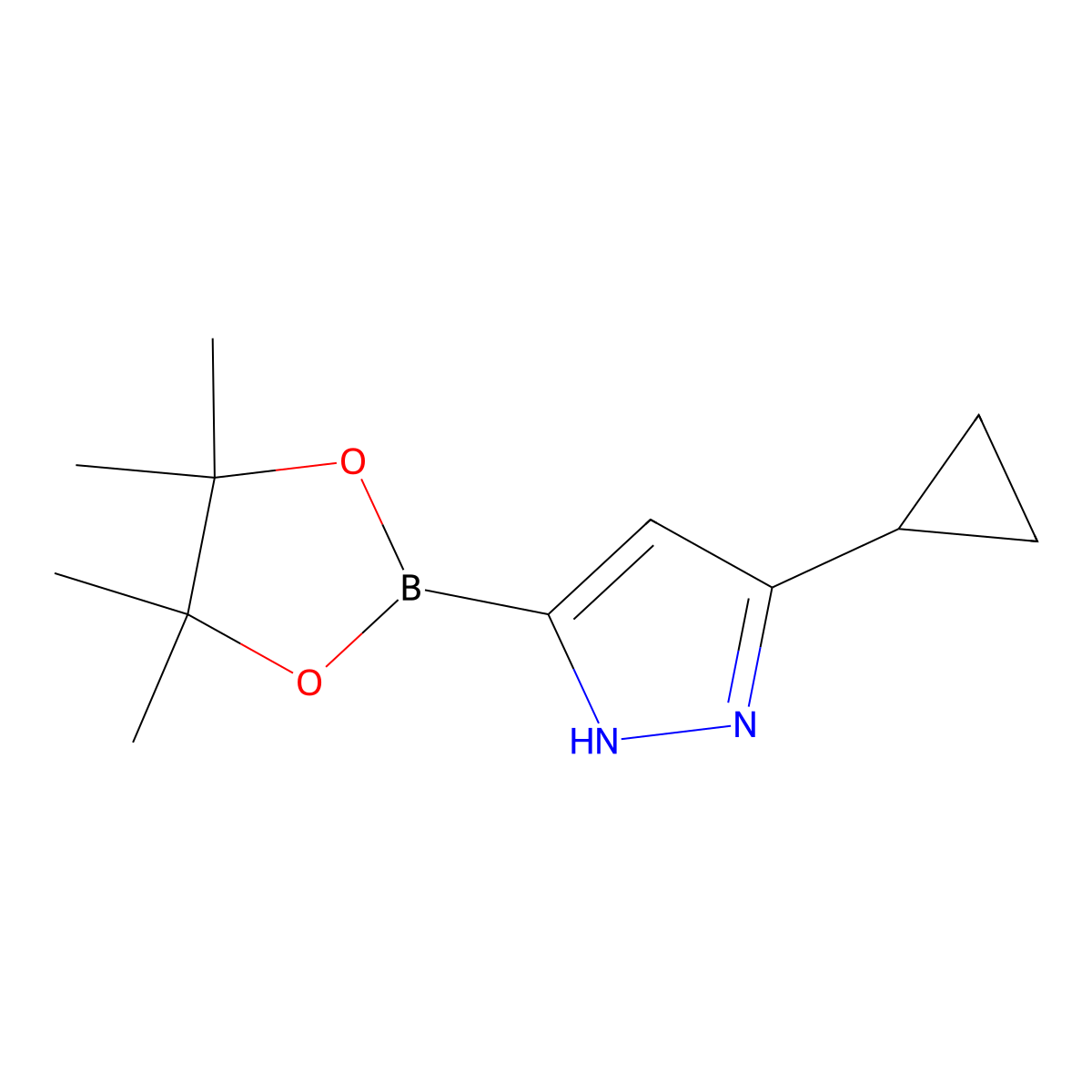 5-Cyclopropyl-3-(4,4,5,5-tetramethyl-1,3,2-dioxaborolan-2-yl)-1H-pyrazole molecular structure, CAS 1201678-44-5