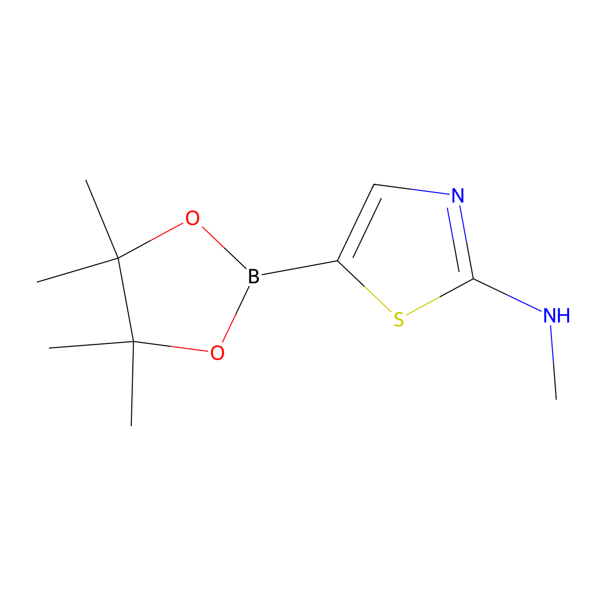 N-Methyl-5-(4,4,5,5-tetramethyl-1,3,2-dioxaborolan-2-YL)thiazol-2-amine molecular structure, CAS 1201679-09-5