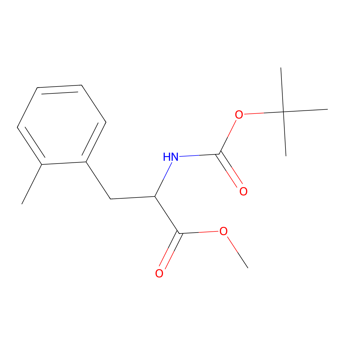 methyl (2S)-2-{[(tert-butoxy)carbonyl]amino}-3-(2-methylphenyl)propanoate molecular structure, CAS 1201683-61-5