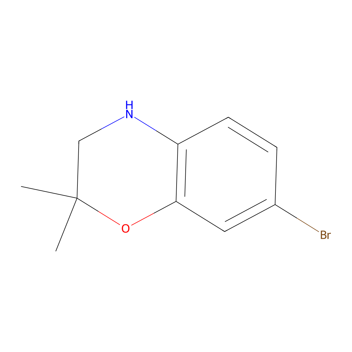 7-bromo-2,2-dimethyl-3,4-dihydro-2H-1,4-benzoxazine molecular structure, CAS 1201684-80-1
